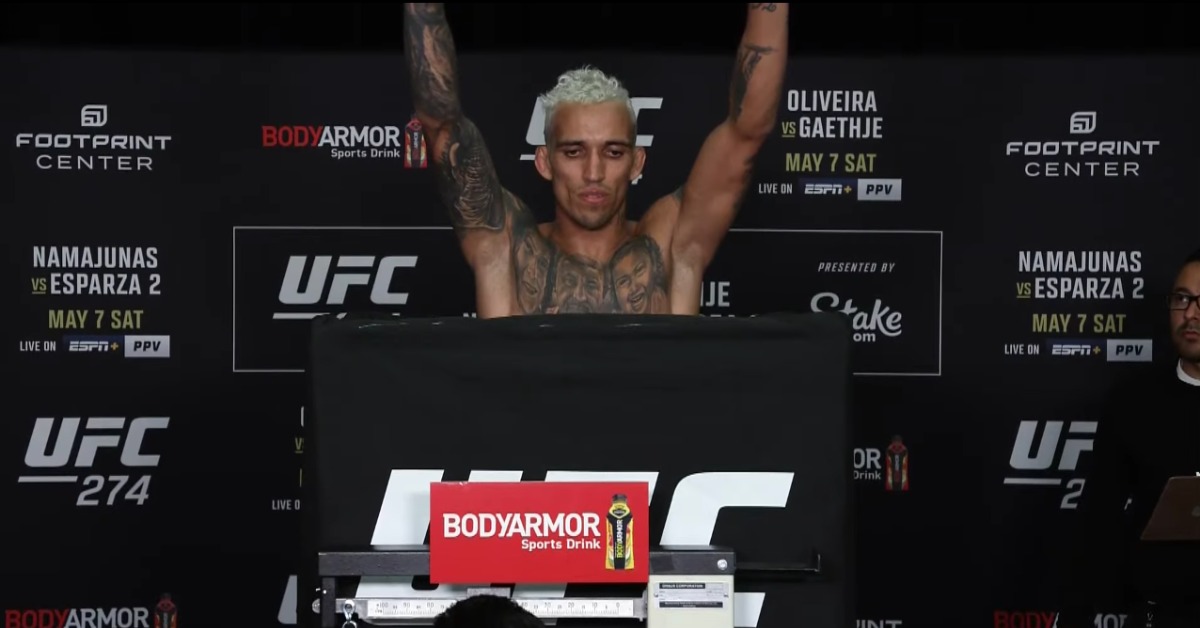 Breaking - Charles Oliveira Misses Weight Ahead Of UFC 274, Stripped Of Lightweight Championship 1 Charles Oliveira