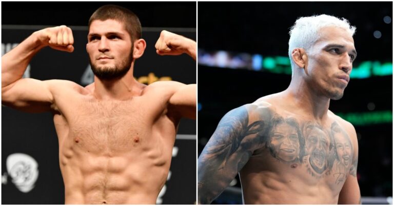 Khabib Nurmagomedov Claims Charles Oliveira Has No Ground Game – “He Tap Eight Times”