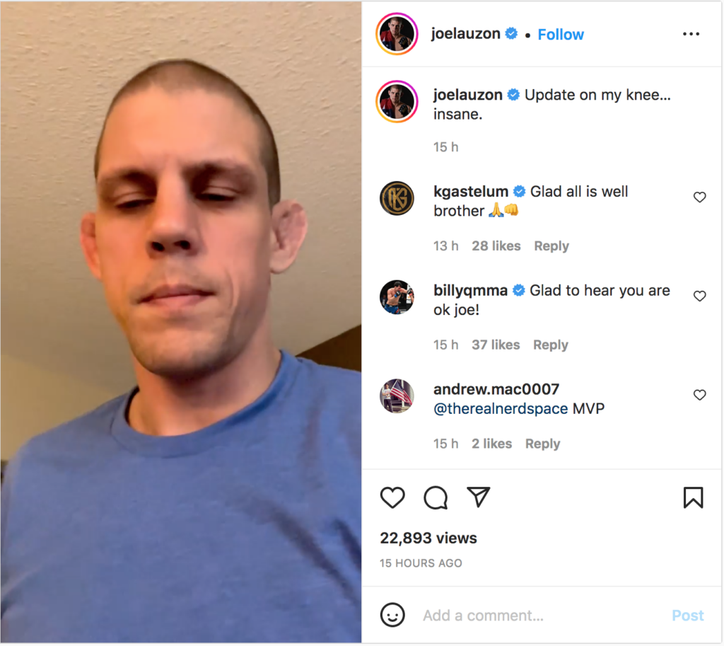 Watch: Joe Lauzon "Knee Works Again" After Watching DIY Video For "Tib-Fib Dislocation" Someone Sent Him On Instagram 2 Screen Shot 2022 06 19 at 9.18.03 AM