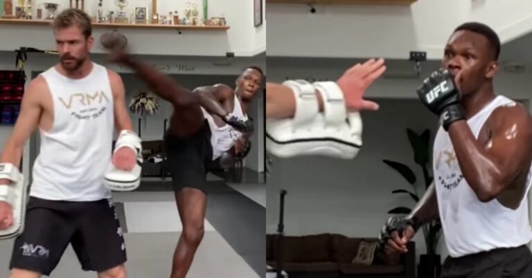 Video – Israel Adesanya Almost KOs Coach With Wheel Kick To Back Of Head In Training