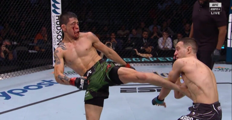 Listen To Brandon Moreno Land A Brutal Body Kick KO On Kai Kara-France At UFC 277
