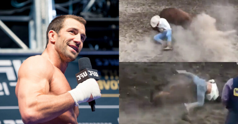 Watch: Luke Rockhold wrestles a bull to full mount