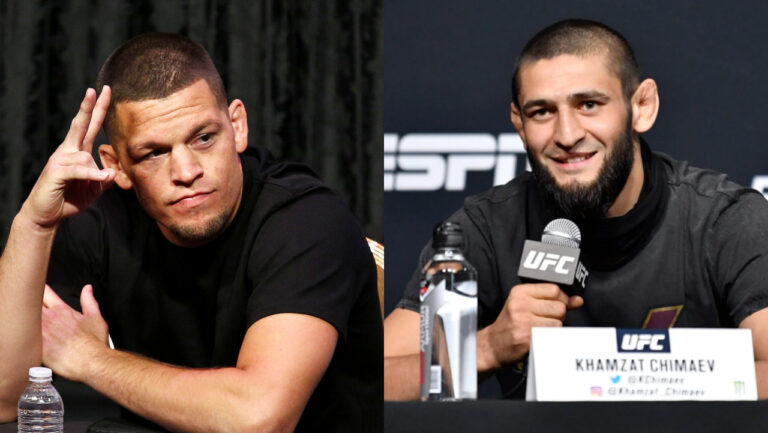 Nate Diaz reacts to Khamzat Chimaev moving to middleweight: “I retired you from 170 dumb f**k”