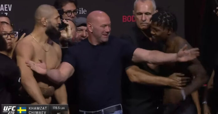 Chimaev and Holland weigh ins Khamzat Chimaev