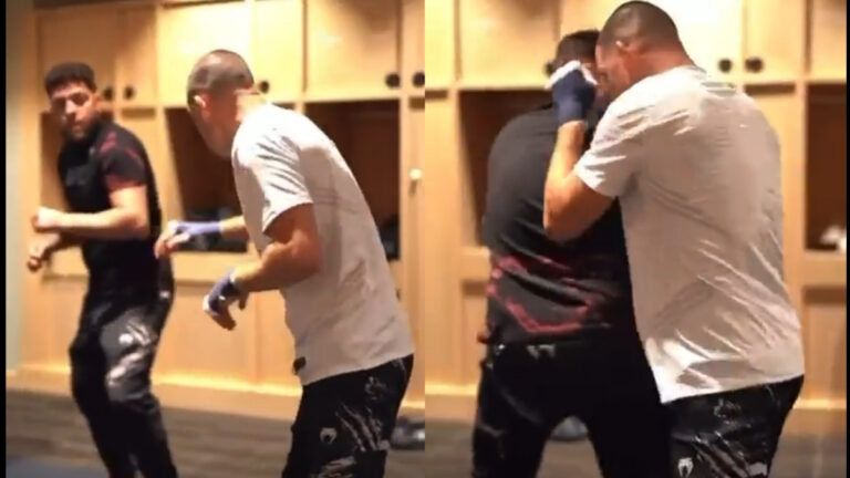 Watch: Nate Diaz train with brother Nick mimicking Tony Ferguson in locker room before UFC 279 fight