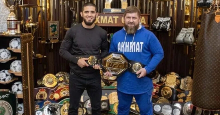 UFC champion Islam Makhachev poses for picture with Chechen warlord Ramzan Kadyrov following title win