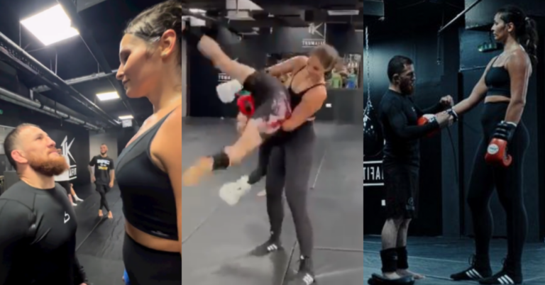 Merab Dvalishvili gets picked up by 6’4 Kickboxer Katarina Kavaleva while sparring: “It’s really difficult to understand how tall I am”