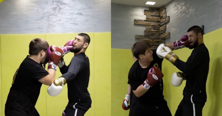 Khamzat Chimaev spars with Ramzan Kadyrov’s children during trip to warlord’s Chechnya home