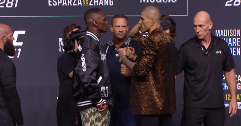 Video – Israel Adesanya, Alex Pereira share tense face off ahead of UFC 281 title grudge match