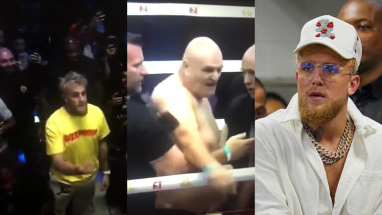 Tyson Fury’s dad tries to fight Jake Paul at Mayweather vs. Deji Event: takes his shirt off and shadow-boxes