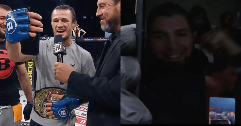 Usman Nurmagomedov defeats Patricky ‘Pitbull’ to claim Bellator World Title, video calls Khabib in the cage