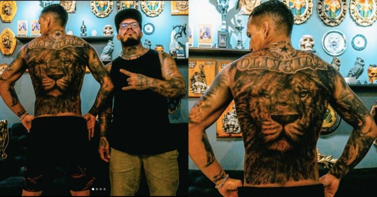 Photo – Charles Oliveira inks massive new back tattoo ahead of UFC comeback