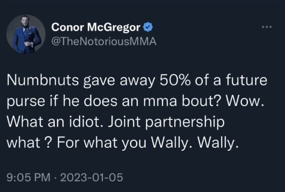 Conor McGregor calls Jake Paul 'Numbnuts' and 'an idiot' for signing with the PFL 2 conor mcgregor twitter