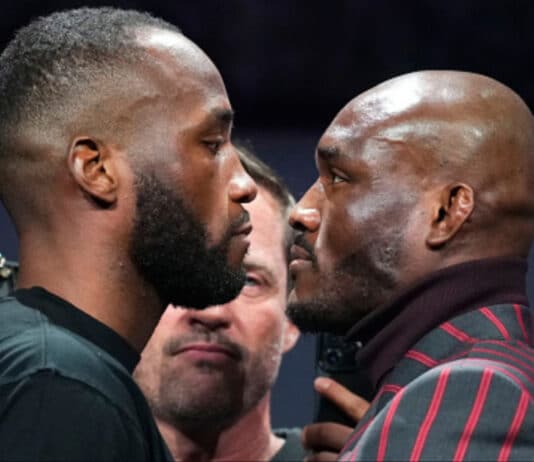 Leon Edwards UFC 286 Face Off Press Conference Kamaru Usman
