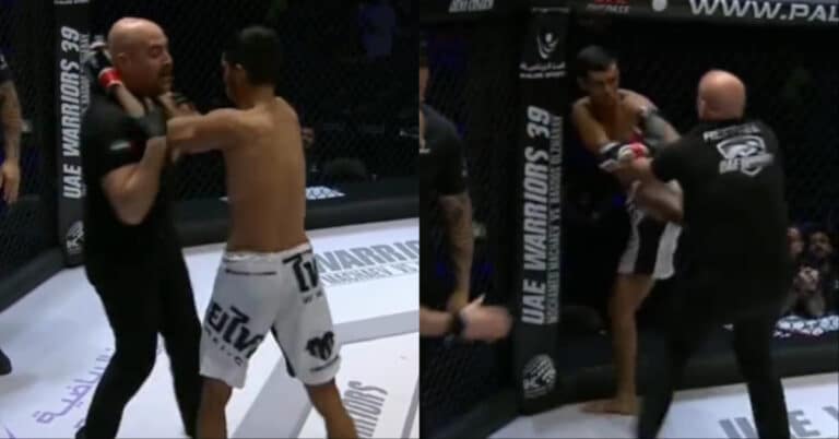 Video – Referee forced to defend himself from discombobulated fighter following 8-second KO