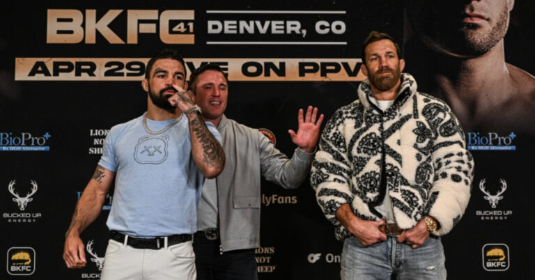 Video – Mike Perry picks nose, wipes it on Luke Rockhold during BKFC 41 face-Off