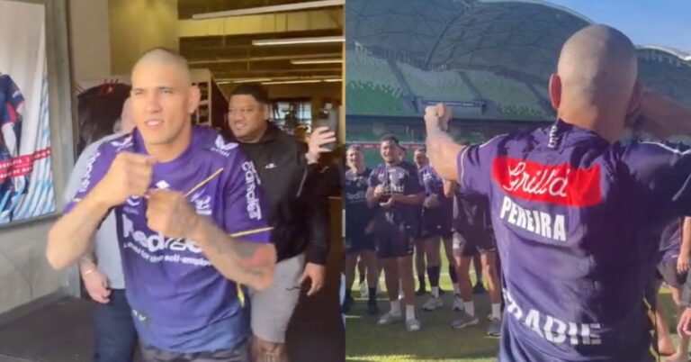 Video – Alex Pereira continues to troll UFC rival Israel Adesanya as he pays a visit to rival rugby league team