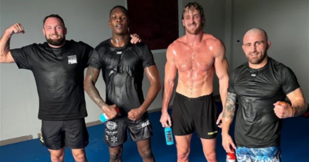 Logan Paul grapples with Israel Adesanya and Alexander Volkanovski UFC