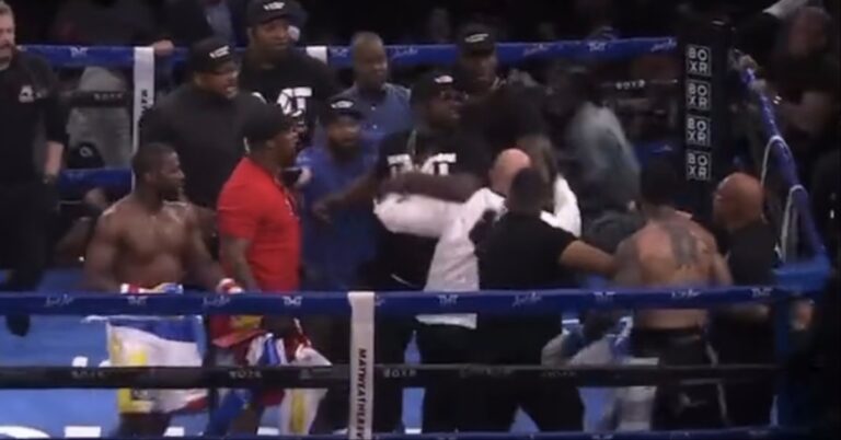 Video – Floyd Mayweather, John Gotti III fight erupts into ugly brawl between camps after controversial finish