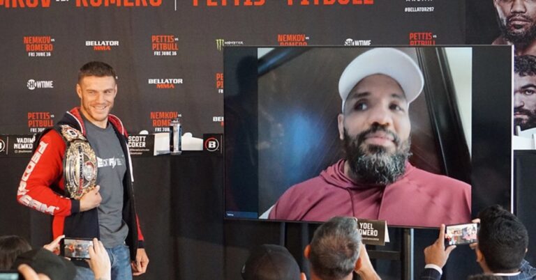 Video – Yoel Romero misses Bellator 297 press conference due to fear of heights, faces off through video link