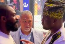 Jon Jones and Francis Ngannou face off at PFl 5 You don't want the smoke