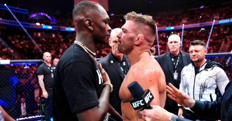 Dricus du Plessis vows to KO rival Israel Adesanya following tense UFC 290 face off: ‘I’ll manhandle him’