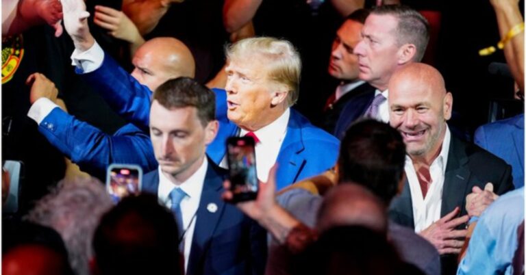 Former U.S. President Donald Trump makes his presence felt at UFC 290 in Las Vegas