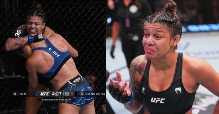 Mayra Bueno Silva scores standing guillotine submission against ex-champ Holly Holm – UFC Vegas 77 Highlights
