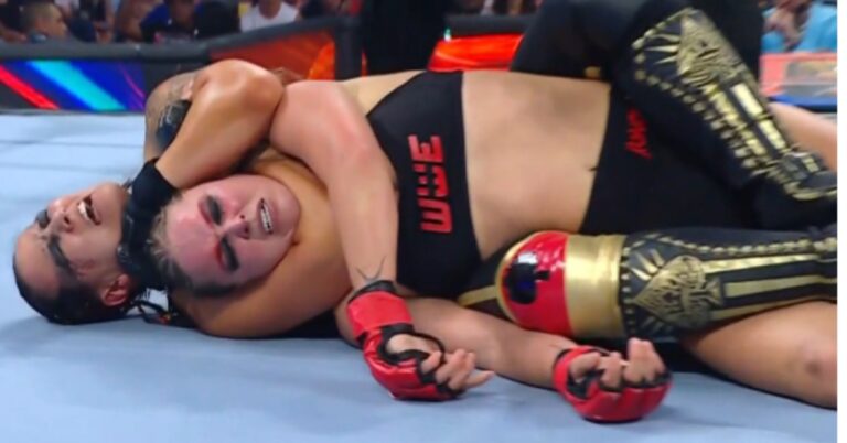 Ex-UFC champion Ronda Rousey goes to sleep in MMA Rules Match at WWE Summerslam