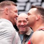 Conor McGregor growls at Michael Chandler ahead of UFC fight in bizarre face off