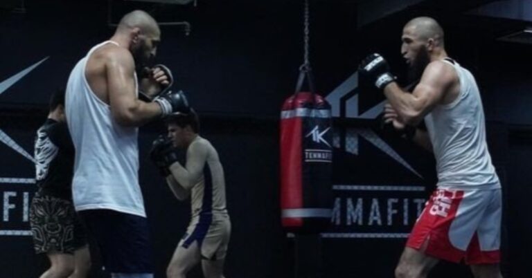UFC star Khamzat Chimaev trains with undefeated BRAVE CF doppelganger Khamzat Maaev