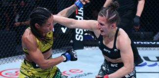 Erin Blanchfield lands close decision win over Taila Santos in UFC Singapore title eliminator