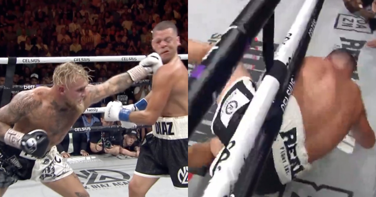 Nate Diaz knockdown in boxing debut against Nate Diaz decision loss highlights