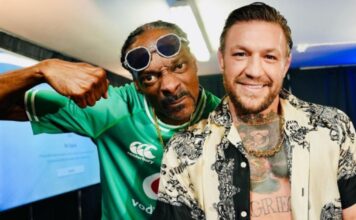 Conor McGregor meets Snoop Dogg in Dublin shadowboxes in front of him UFC