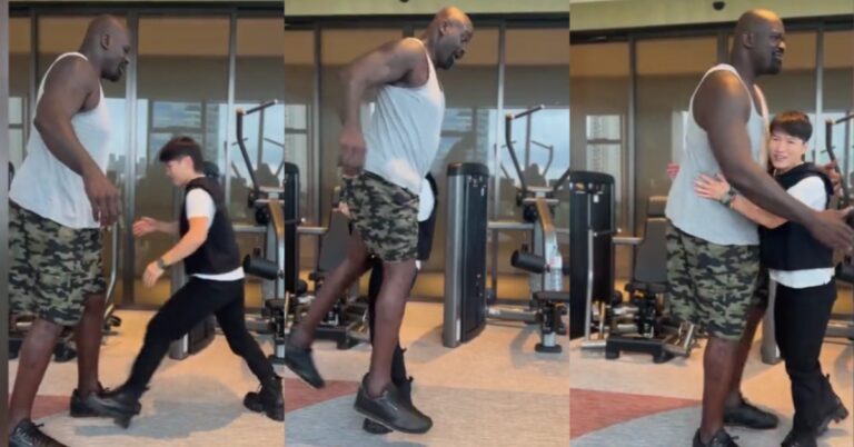 Video: UFC strawweight champ Zhang Weili picks up 300+ pound NBA legend Shaquille O’Neal