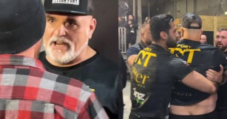 John Fury launches water bottle at KSI, tries to pick a fight with Logan Paul’s dad in chaotic scene