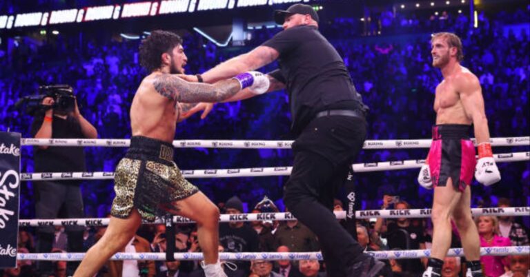 Logan Paul, Dillon Danis brawl after lacklustre boxing match, security storm the ring after DQ – The Prime Card Highlights