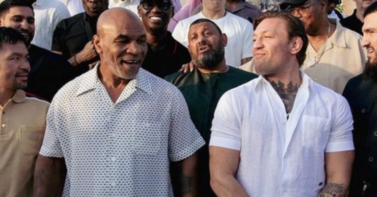 Photo: Mike Tyson meets conor mcGregor ahead of Fury-Ngannou Fight in the middle east