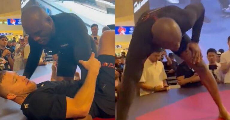 Video – Fans speculate Kamaru Usman suffered knee injury during UFC 294 open workout: ‘Something popped’