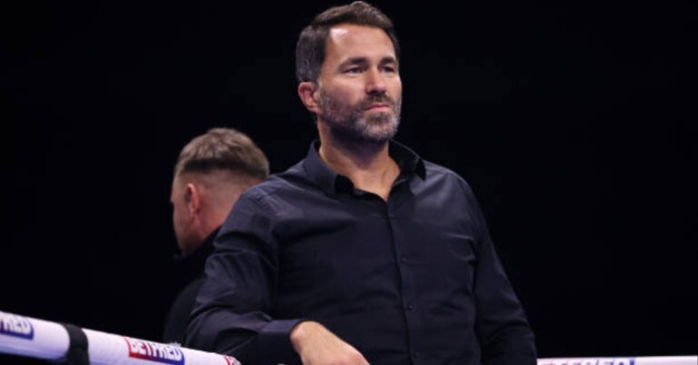 Video – Eddie Hearn refuses to discuss Conor McGregor after stunning Katie Taylor win: ‘I don’t represent him’