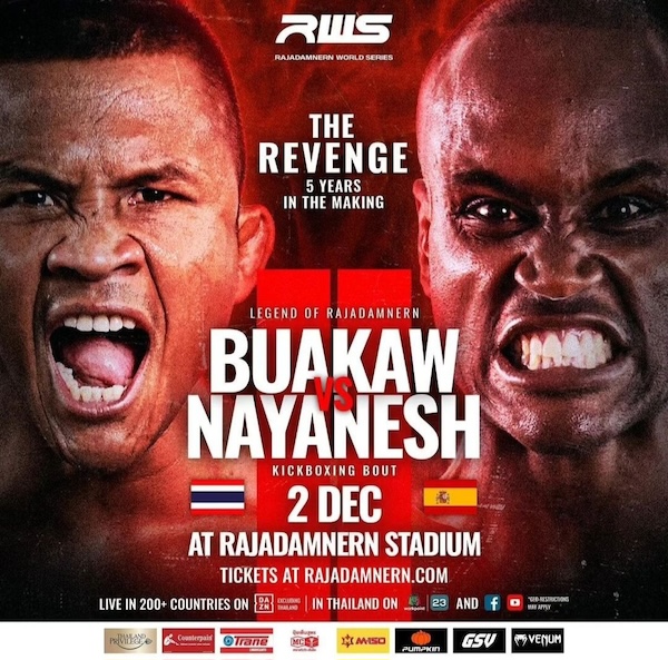 Muay Thai Legend Buakaw to Compete in Final Kickboxing Bout on December 2 in Thailand at RWS 2 Buakaw vs Nayanesh