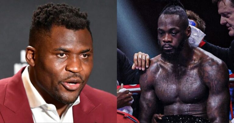 Ex-UFC heavyweight champion Francis Ngannou reacts to Deontay Wilder’s shocking loss to Joseph Parker