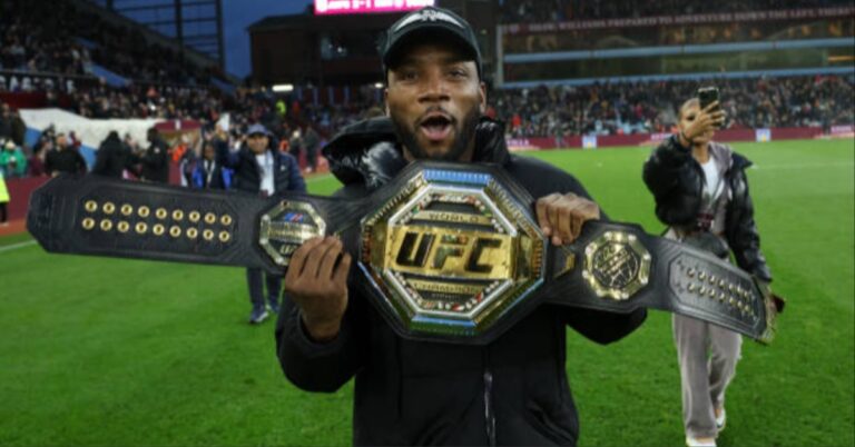 UFC star Leon Edwards receives hero’s welcome in Birmingham return, parades title around Aston Villa pitch