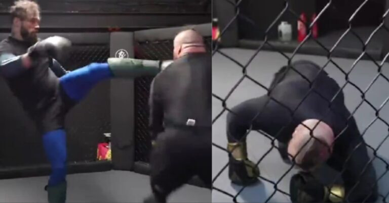 Video – Strongman Eddie Hall dropped by a flush head kick while sparring ahead of his MMA debut