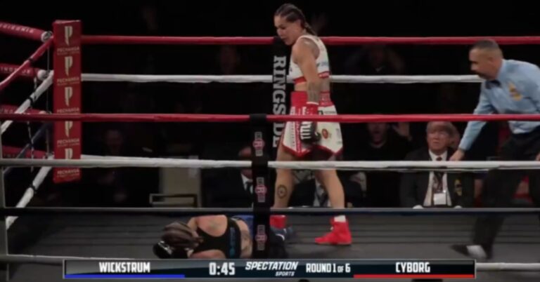 Video – Cris Cyborg Smashes Kelsey Wickstrum in 81 Seconds with Vicious One-Hit Knockout