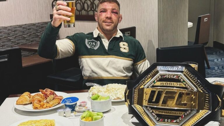 Photo – Dricus Du Plessis treats himself to beer and croissants After stunning UFC 297 title victory