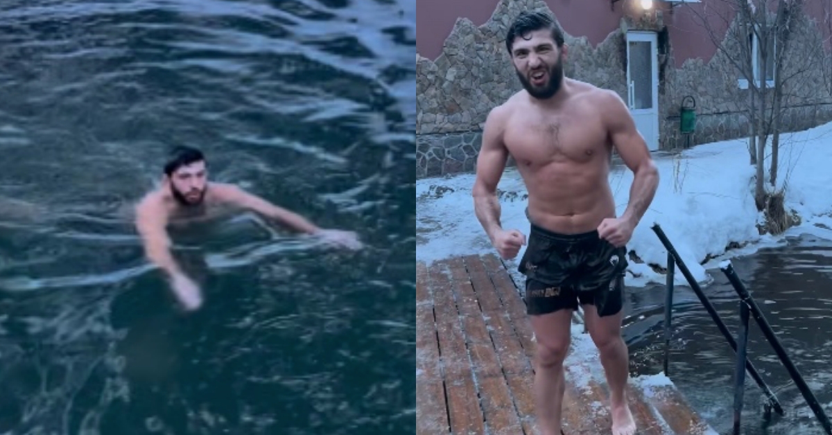 Arman Tsarukyan swims in freezing ice lake ahead of UFC 300 fight with Charles Oliveira