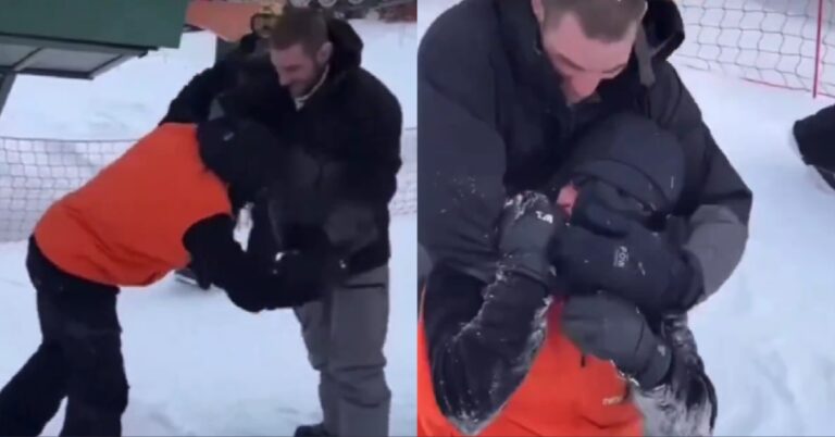 Video – Ex-UFC champ Sean Strickland rear-naked chokes fight fan while snowboarding