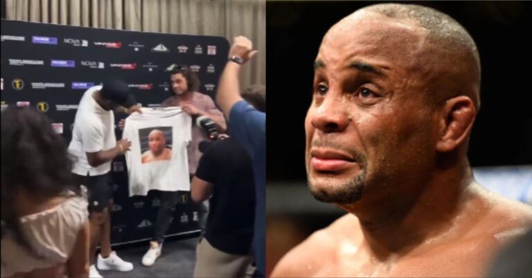 Video – Fan gifts crying Daniel Cormier t-shirt to UFC champion Jon Jones during meet and greet