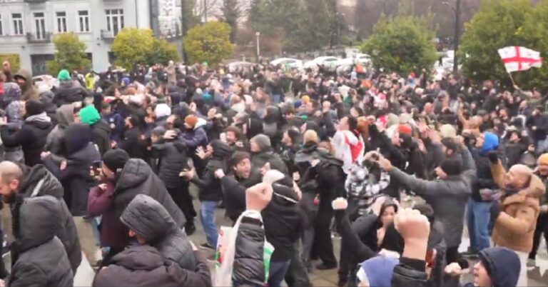 Video – Thousands of Georgians gather in freezing weather to watch Ilia Topuria’s UFC 298 title win